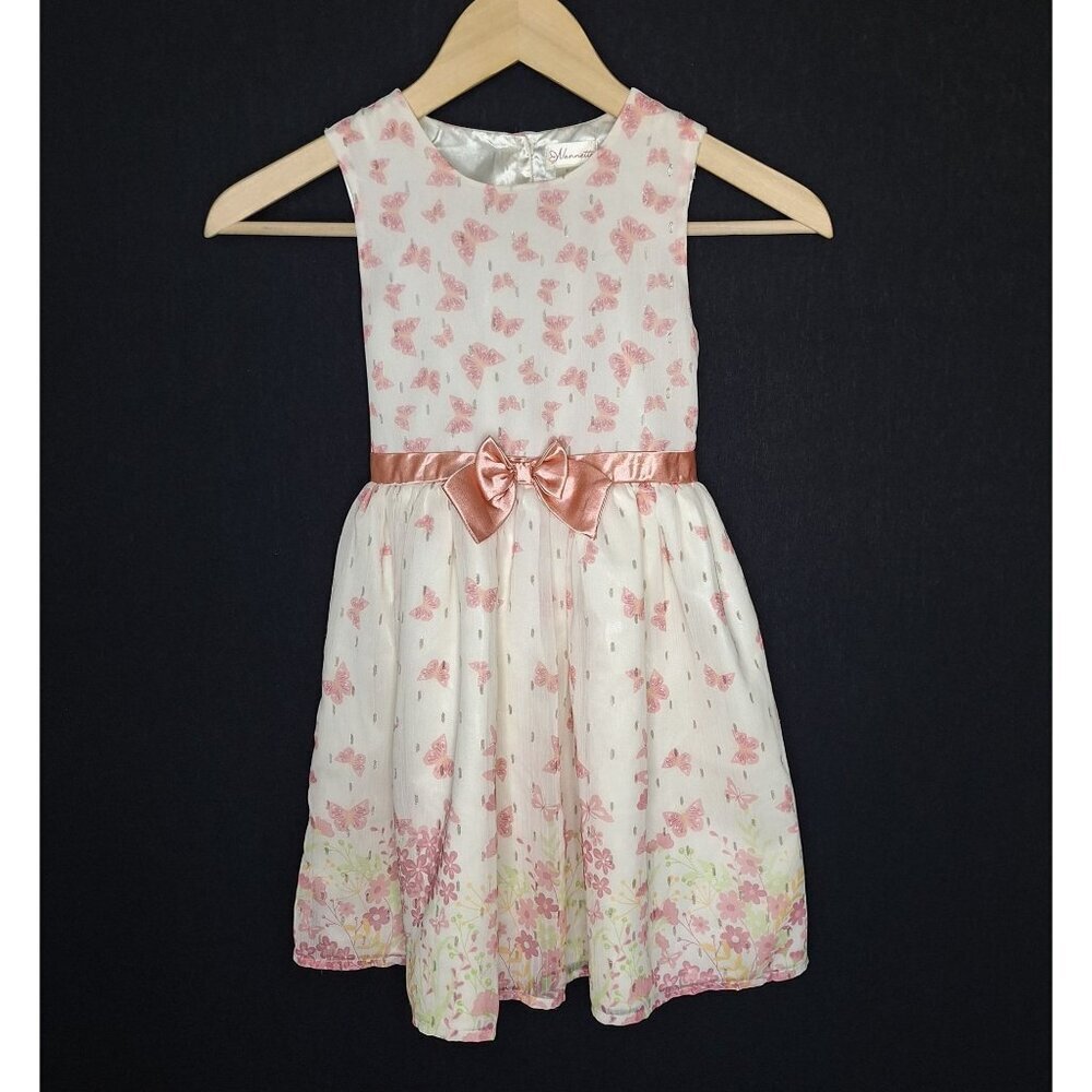 💙 Nannette Girls Butterfly Print Bow Sash Size 6 Formal Cute Outfit Preppy Girl